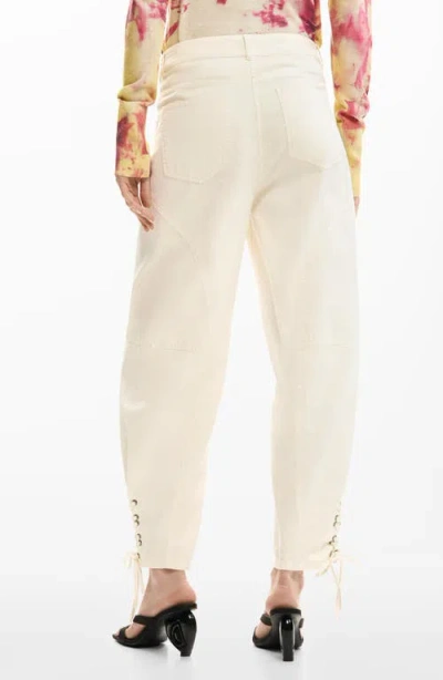 Desigual Lace-up Tapered Trousers In White