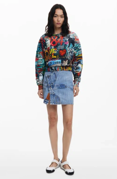 Desigual Graphic Cotton Sweatshirt In Multi