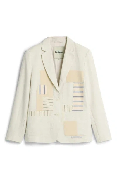 Desigual Patchwork Blazer In Green