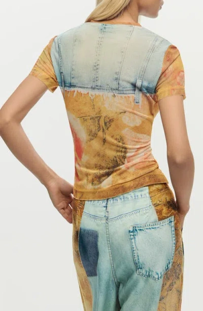 Desigual Patchwork Pattern T-shirt In Multi