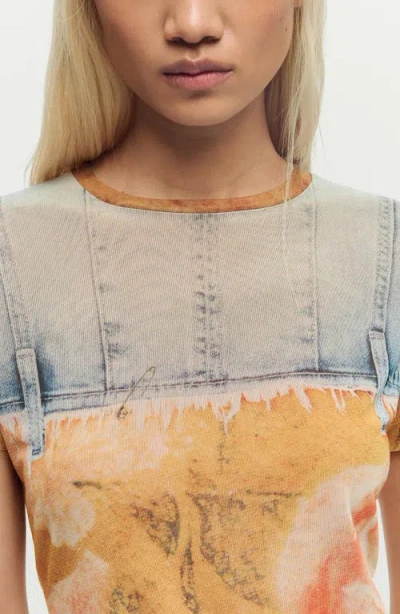 Desigual Patchwork Pattern T-shirt In Multi