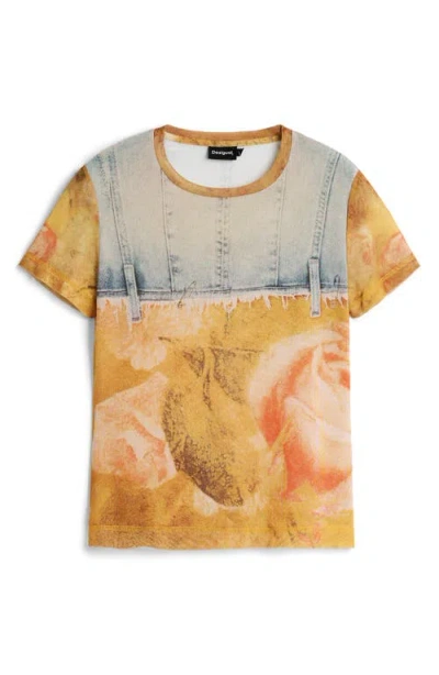 Desigual Patchwork Pattern T-shirt In Multi