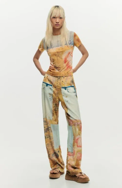 Desigual Patchwork Pattern T-shirt In Multi