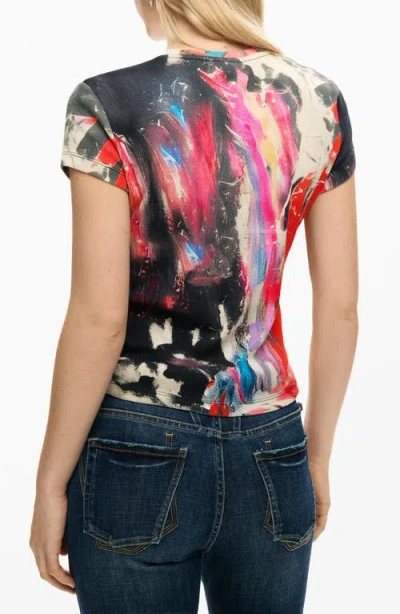 Desigual Print Stretch Cotton T-shirt In Multi
