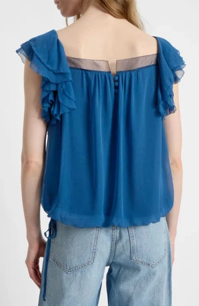 Santorelli Chass Ruffle Blouse In Blue