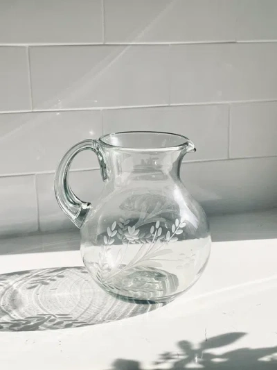 Villa Lua Home Hand-etched Blown Pitcher In Black