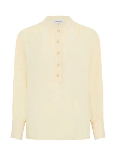 Gerard Darel Cezanne Tunisian Collar Blouse In Yellow