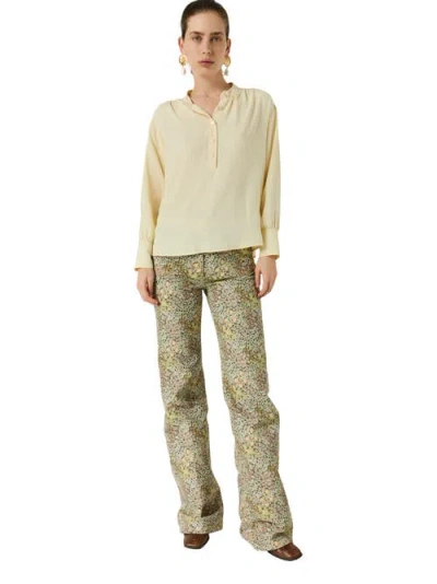 Gerard Darel Cezanne Tunisian Collar Blouse In Yellow