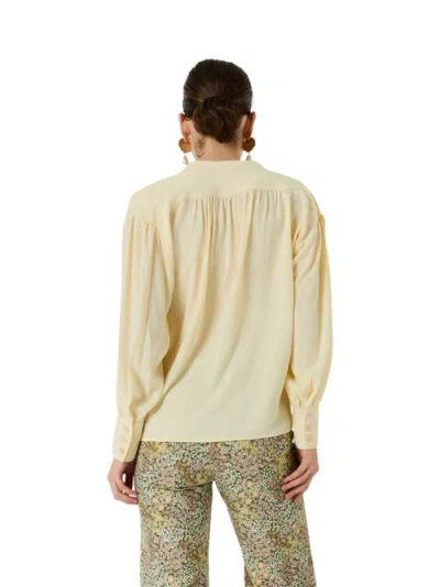 Gerard Darel Cezanne Tunisian Collar Blouse In Yellow