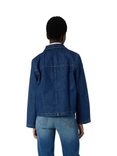 Gerard Darel Taina Button Front Pocket Denim  Jacket In Blue