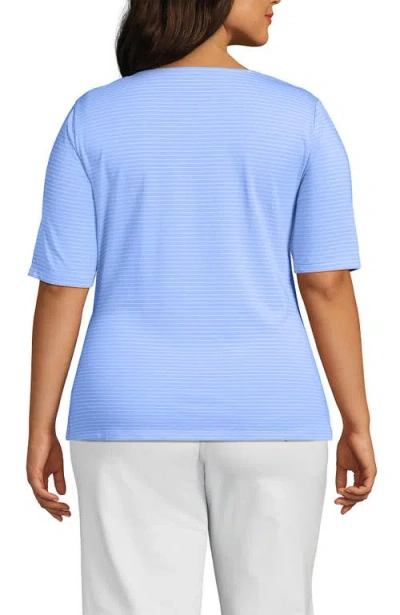 Lands' End Plus Size Lightweight Jersey Tie Front Top In Blue