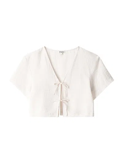 Staud Ava Linen Top In Natural In White