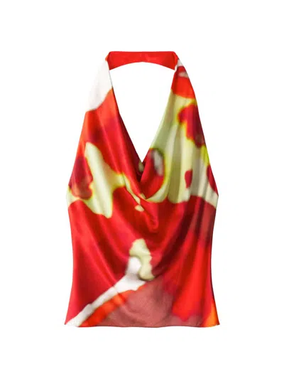 Staud Liora Printed Top In Red