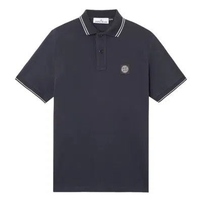 Stone Island Mens Black Brand-patch Regular-fit Stretch-cotton Polo Shirt Xl In Blue