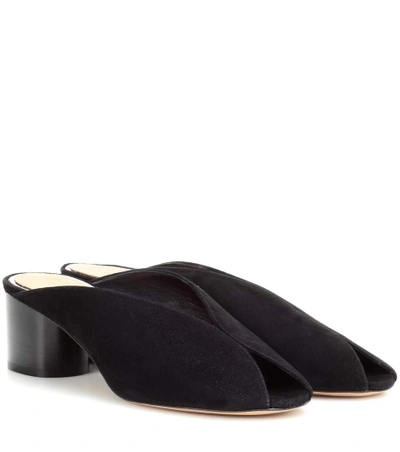 Shop Isabel Marant Measha Slip-on Suede Sandals In Llack