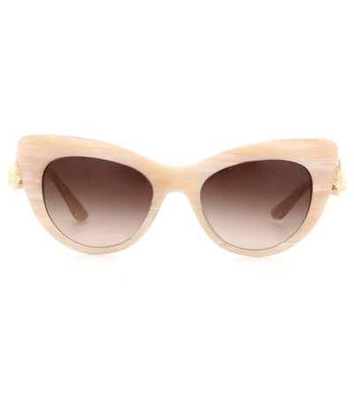 Dolce & Gabbana 50mm Embellished Cat Eye Sunglasses In Beige