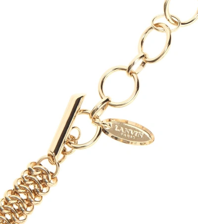 Shop Lanvin Pale Gold-tone Chain With Faux Pearls Necklace