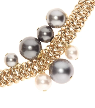 Shop Lanvin Pale Gold-tone Chain With Faux Pearls Necklace