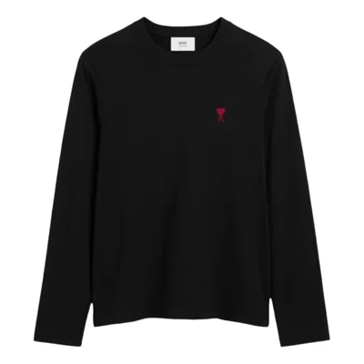 Ami Alexandre Mattiussi Ami Paris Classic Fit Ami De Coeur Organic Cotton Jersey Long-sleeve T-shirt In Black