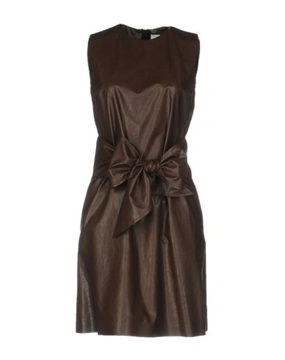 Msgm Short Dress In Dark Brown