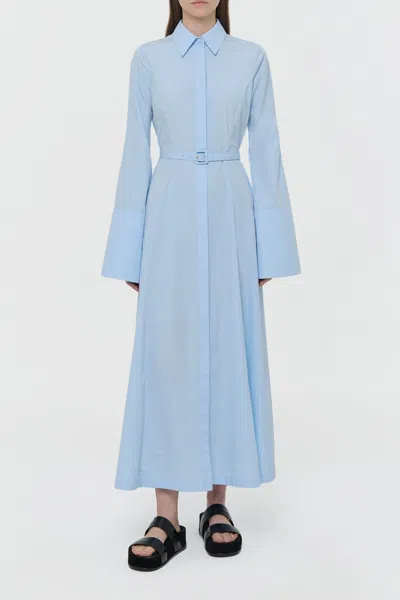 Gabriela Hearst Carmina Maxi Shirtdress In Light Blue Sea Island Cotton