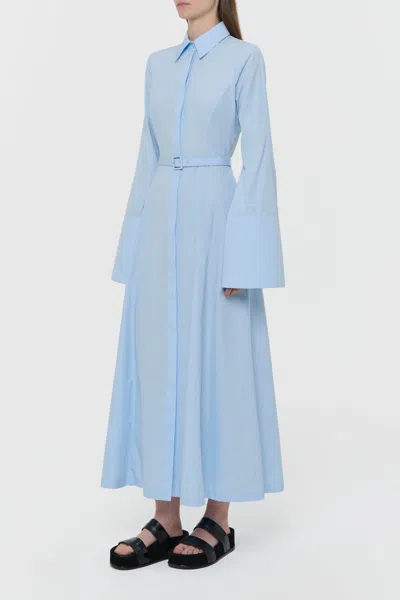 Gabriela Hearst Carmina Maxi Shirtdress In Light Blue Sea Island Cotton