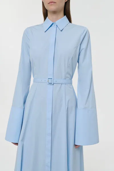 Gabriela Hearst Carmina Maxi Shirtdress In Light Blue Sea Island Cotton