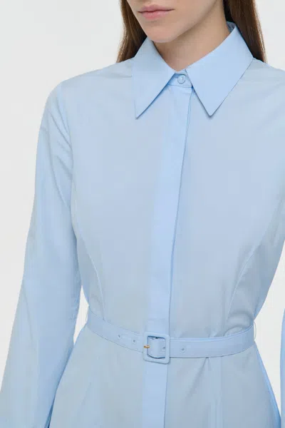 Gabriela Hearst Carmina Maxi Shirtdress In Light Blue Sea Island Cotton
