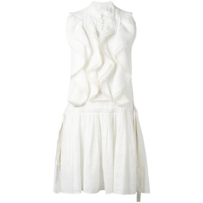 Shop Chloé Ruffled Embroidered Trim Dress