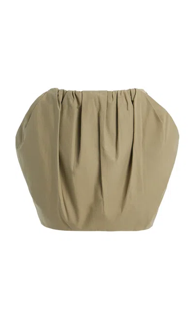 Balmain Cotton Balloon Short Skirt Vert Pale In Neutral