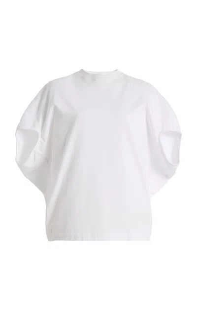 Agolde Souline Ruched Sleeve T-shirt In White