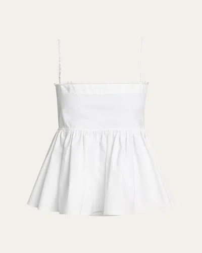 Jacquemus Top Le Haut Traversin White With V-neck And Ruffle Details In Cotton For Women In White