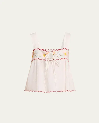 Ciao Lucia Ander Embroidered Top In White In White