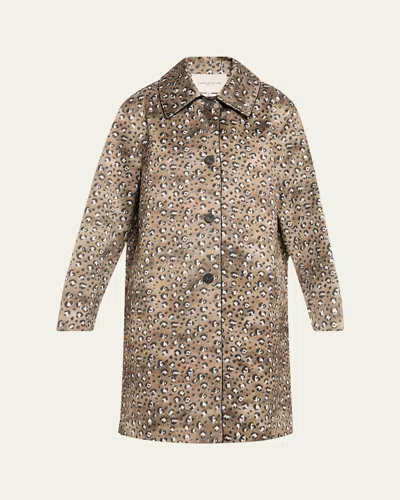 Lafayette 148 New York Leopard Print Cotton Blend Twill Coat In Multi