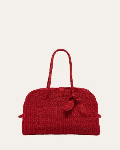Jacquemus Medium Le Turismo Raffia Shoulder Bag In Burgundy