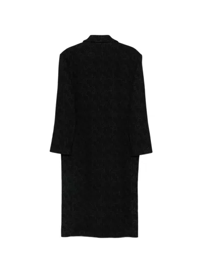 Pinko Double-breasted Patterned Coat In Black