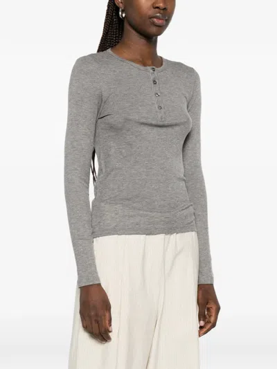 Samsoe & Samsoe Buttoned Long-sleeve Top In Gray