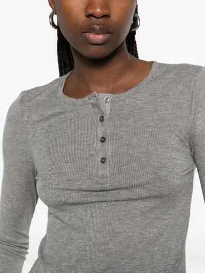 Samsoe & Samsoe Buttoned Long-sleeve Top In Gray