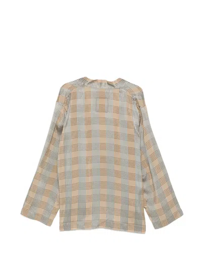 Uma Wang Check-pattern Tie-fastening Jacket In Neutral