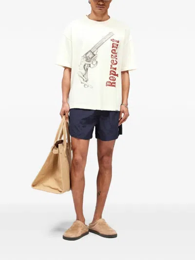 Represent Graphic-print Raw-cut T-shirt In White