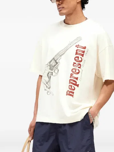 Represent Graphic-print Raw-cut T-shirt In White