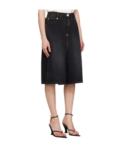 Pushbutton Hybrid Skirt Pants In Black