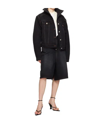 Pushbutton Hybrid Skirt Pants In Black