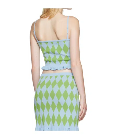 Pushbutton Diamond Pattern Vest In Green