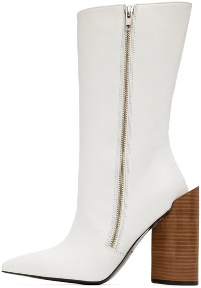 Pushbutton Heart Pointed Boots In White