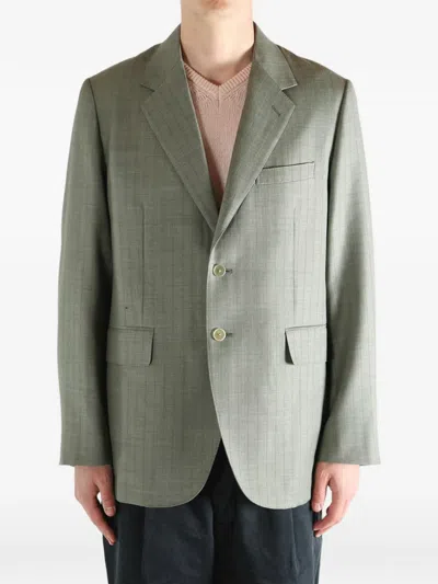 Auralee Check-pattern Wool Jacket In Green