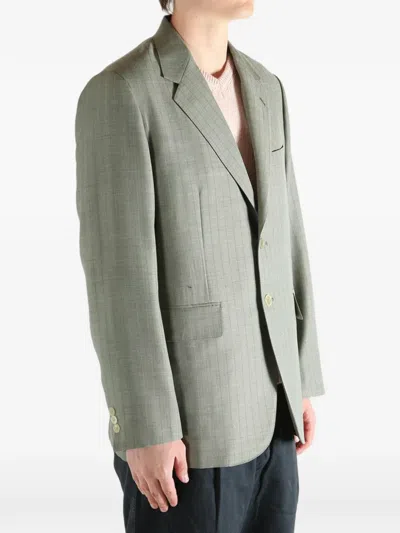 Auralee Check-pattern Wool Jacket In Green