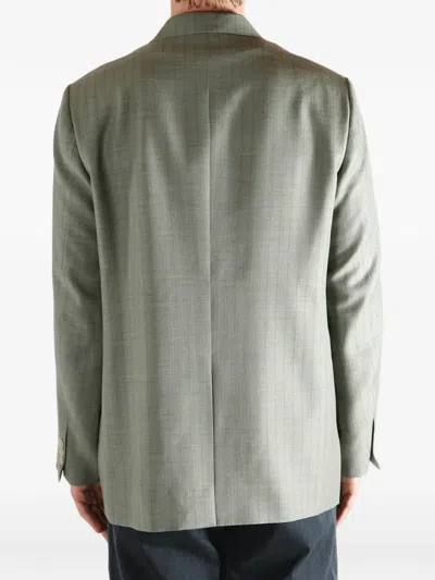 Auralee Check-pattern Wool Jacket In Green