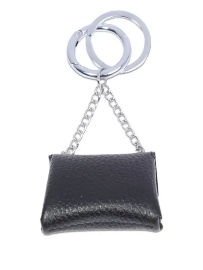 Lancel Leather Keyring In Gray