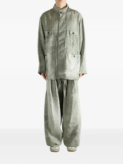 Ziggy Chen Crinkled Patch-pocket Jacket In Green